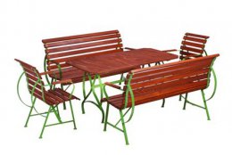 Dětský nábytek sestava (stůl, křeslo, lavička) - hnědá barva